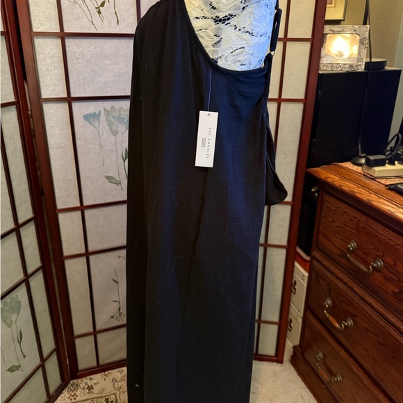 Dresses & Skirts - Long black cotton shift with cute tie tie back. Great resort vacation wear NEW